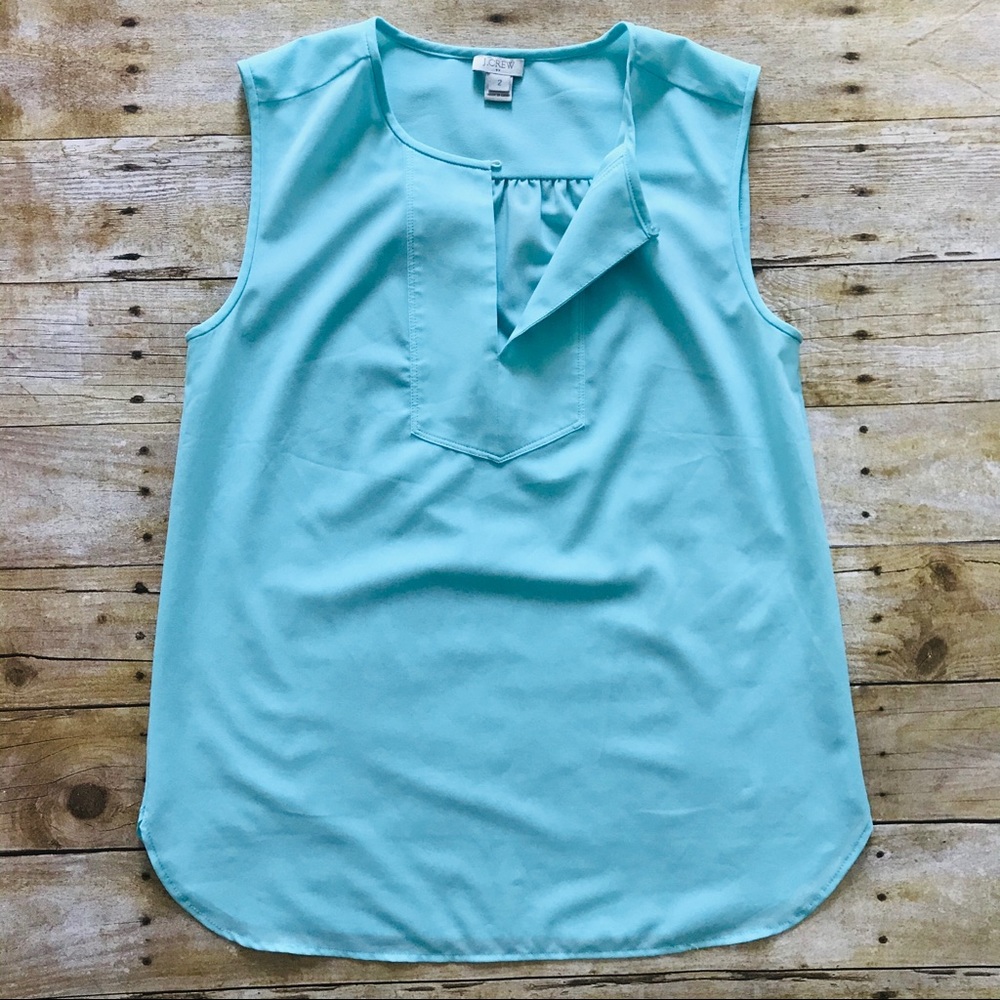 J. Crew Light Teal Blue Sleeveless Blouse